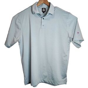 Footjoy FJ Golf Polo Men's Large Performance Short Sleeve Striped Blue Purple‎